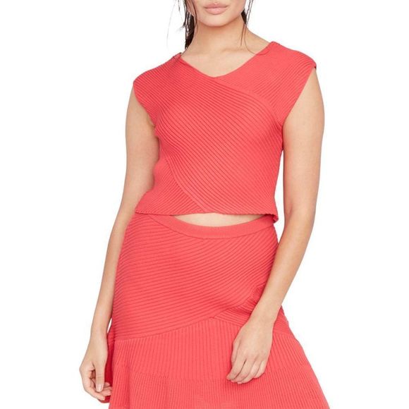 RACHEL Rachel Roy Tops - Rachel Rachel Roy Red Ribbed‎ Crop Sleeveless Top Large